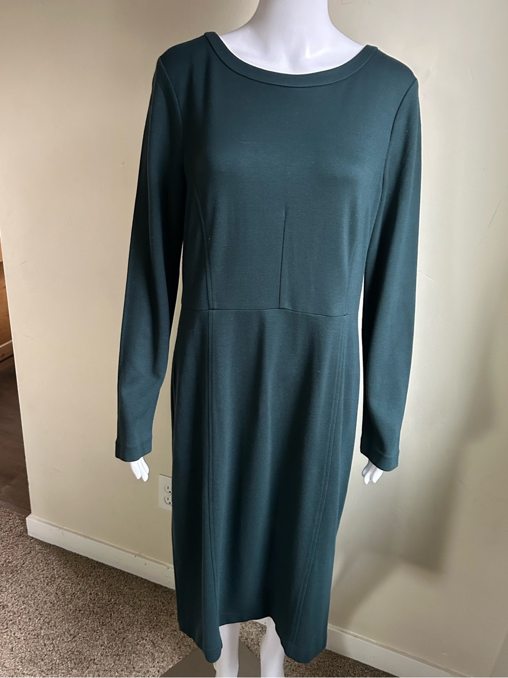 ▶️ Pure Collection Ponte Midi Dress Womens 12 Teal Long Sleeve Career Stretch - Picture 10 of 10